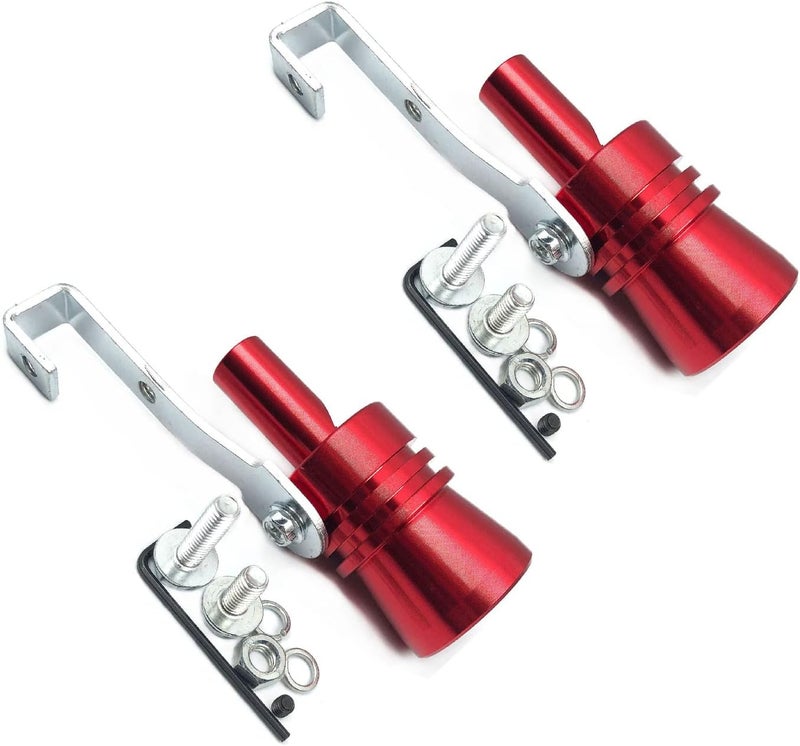 DEVMO 2pcs XL Size Aluminum Alloy Universal Turbo Sound Exhaust Muffler Pipe Whistle Car Roar Maker Red - Image 1